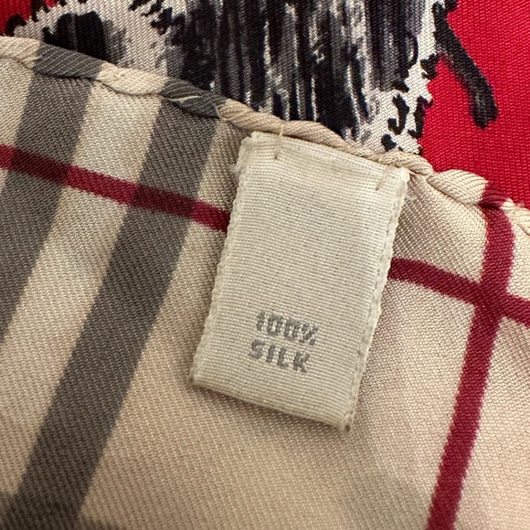 Vintage Burberry Silk Scarf | Sheep with Umbrellas - Picture 3 of 4